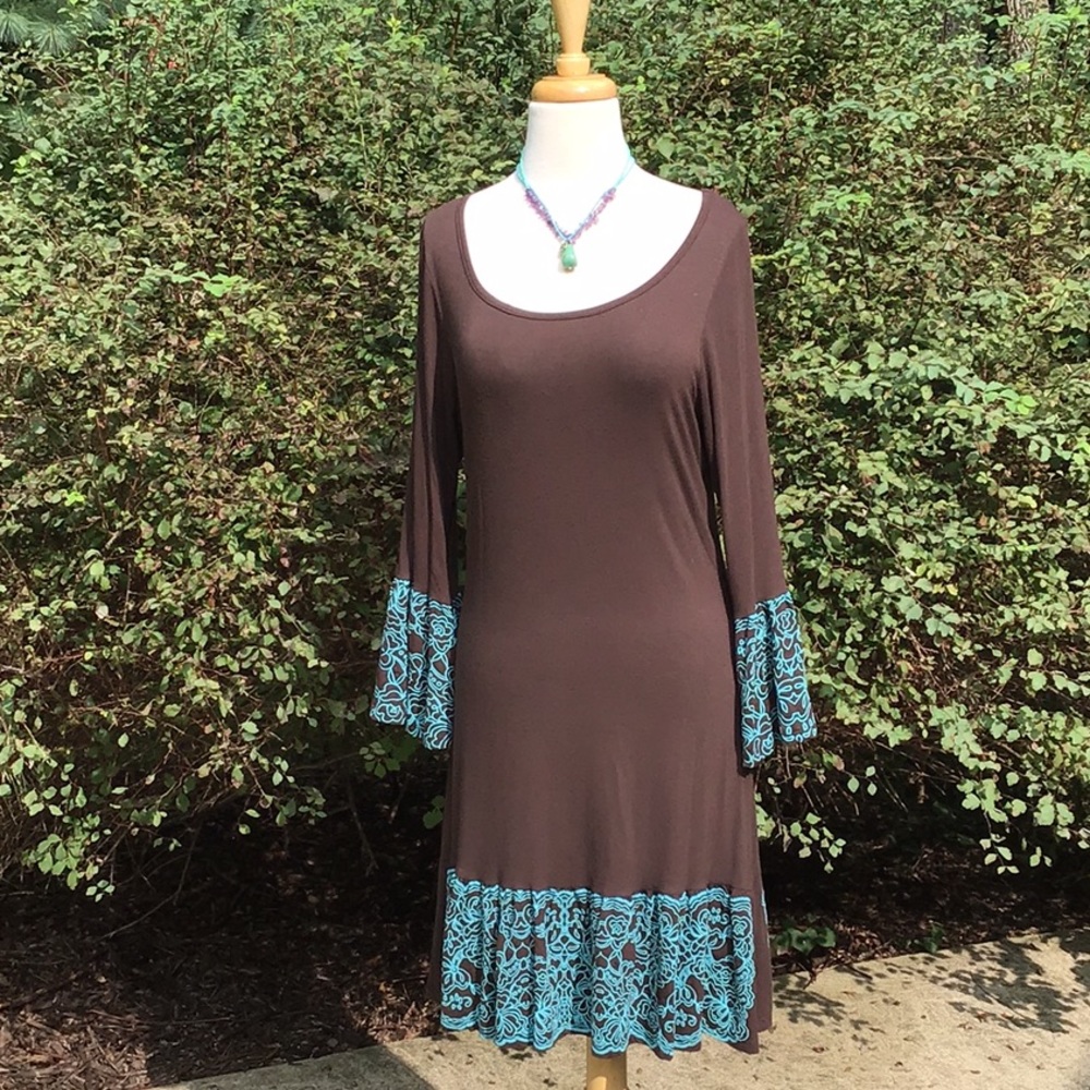 Brown and Turquoise Dress